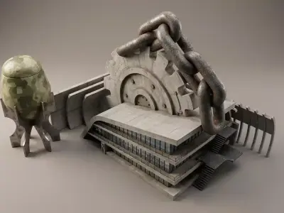 Persian Fortress Hotel Low-poly 3D model