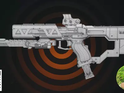Cyberpunk Tactical SMG - Gold Matte Black Edition  3D model