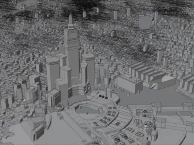 Masjid Alharam - Mecca - textured view only from one side  Low-poly 3D model
