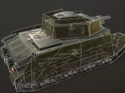 Turan II tank - PBR reworked Low-poly 3D model
