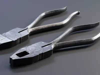 Worn Vintage Metal Pliers 3D model