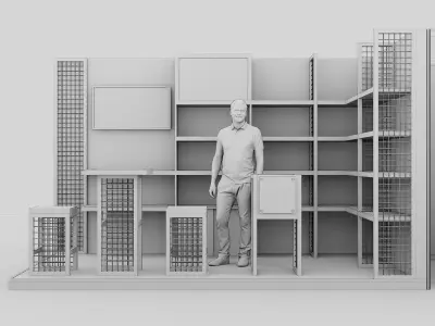 Modern Trade Show Booth 4x2m 2 side open 3D model