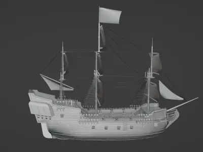 Fully 3D Printable Pirate Ship  3D print model
