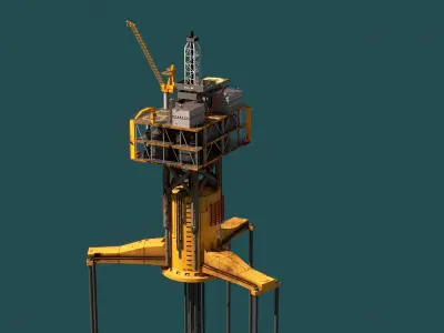 Old TPL Tension Leg Oil Platform 3D model