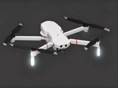White quadcopter drone Low-poly 3D model
