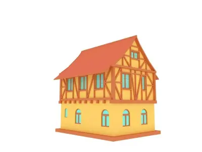 LOW POLY MEDIEVEL HOUSE 0 CARTOON STYLE Low-poly 3D model