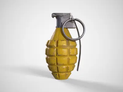 Mk 2 Grenade yellow painted Low-poly 3D model