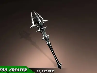 Magic Stick Mace Fantasy Low-Poly 3D Model Low-poly 3D model