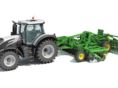 Tractor with Disc Harrow 3D model