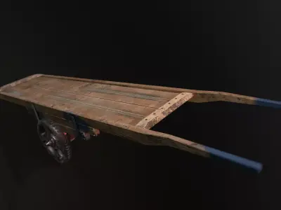 Wooden Hand Cart Low-poly 3D model