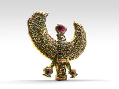 Egyptian horus golden falcon Low-poly 3D model