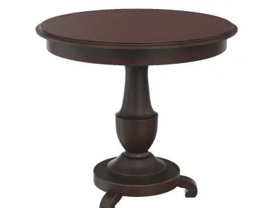 Antique Italian Walnut Wood Round Table 3D model