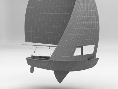 Pram Sailboat Blue 3D model