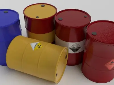 Metal Barrels - Low Poly PBR Low-poly 3D model