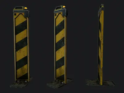 Futuristic Road blocker Low-poly 3D model