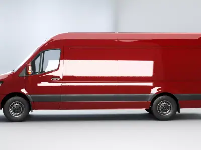 Generic Euro Long Panel Van Low-poly 3D model