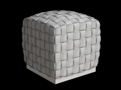 Round Cube Velvet Ottoman 3D model