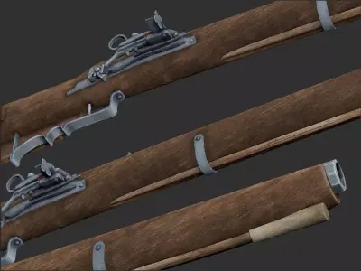 Musket 17th century Low-poly 3D model