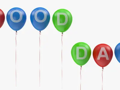 Alphabet Balloons with Ribbons 3D model