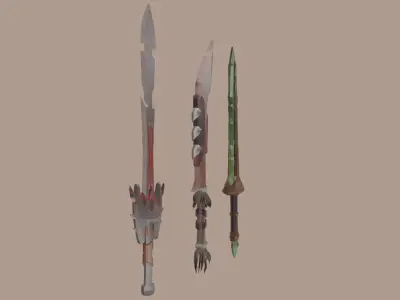 Low poly three DemonSwords Free low-poly 3D model