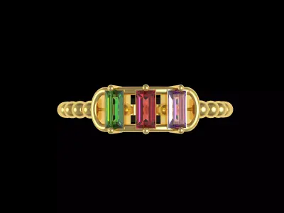 Colourfull Baguette Ring 3D print model