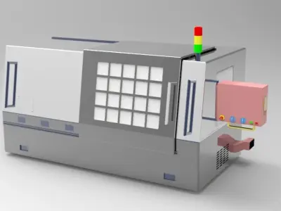 CNC double spindle lathe 3D model