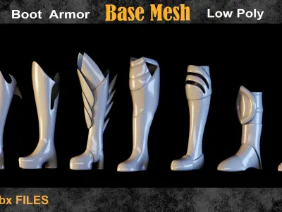 35 Boot Armor Base Mesh vol 14 Low-poly 3D model