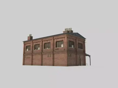 Modern architecture red brick warehouse 3D model