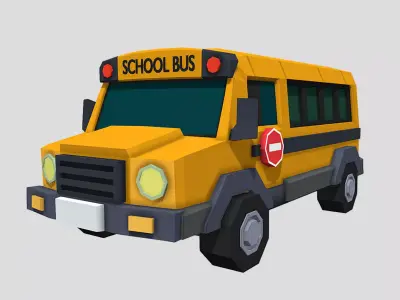 SchoolBus Game Ready Vehicle Variant Low-poly 3D model