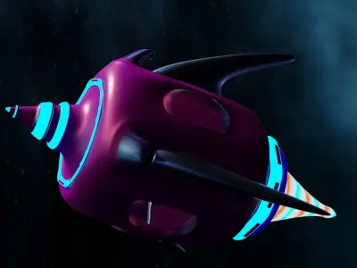 Low poly Rocket ship flying in space Free low-poly 3D model