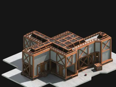 Medieval Low Poly Building Castle Wooden Village Stone House 26 Low-poly 3D model