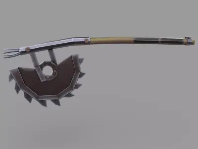 Stylized Post Apocalyptic Saw Melee Weapon Free low-poly 3D model
