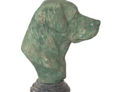 Dog bust oxydated statues Low-poly 3D model