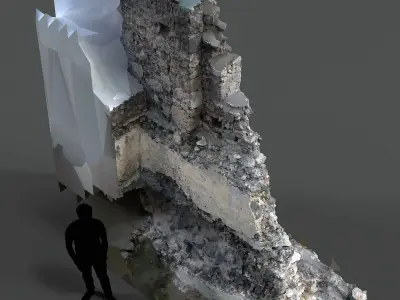 Abandoned House Ruined Part Scan - Broken Wall 06 3D model