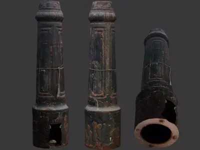 Rustic Cast Iron Bollard Low-poly 3D model