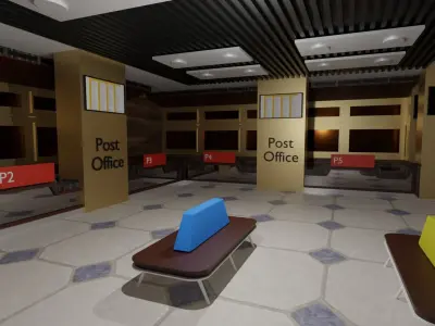 Post Office Interior Low-poly 3D model order