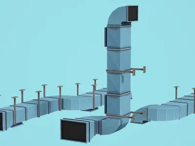 Modular Ventilation - Low Poly Mobile Ready Low-poly 3D model