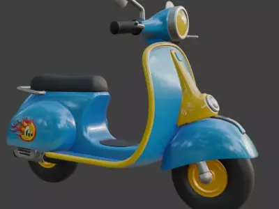 Vintage Retro Scooter 3D Model 3D model 4
