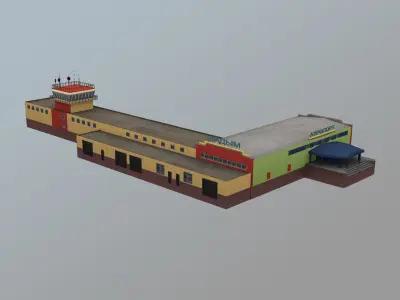 Airport Terminal USMM Terminal Nadym Low-poly 3D model
