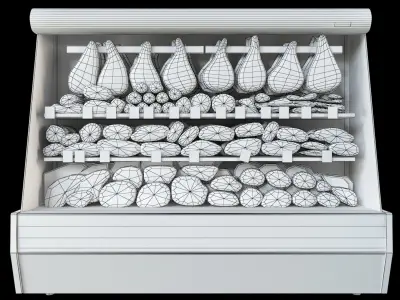 Shelves with meat 3D model