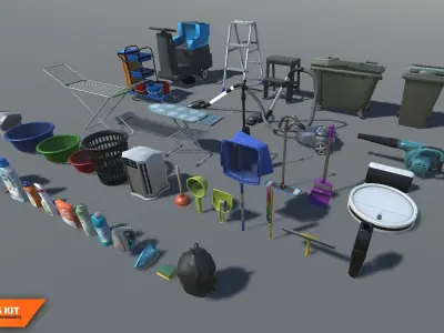 Cleaning kit - equipment  props and detergents 3D model