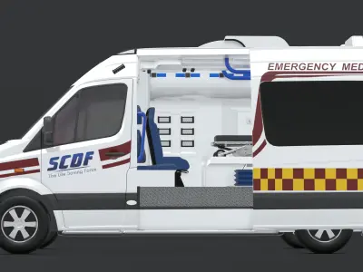 SCDF Mercedes benz Sprinter Emergency Ambulance 3D model