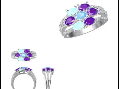 JCD Format Antique color stone rings jewellery cad design 3D print model