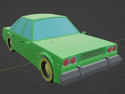 Car Green 3D LOWPOLY Free low-poly 3D model