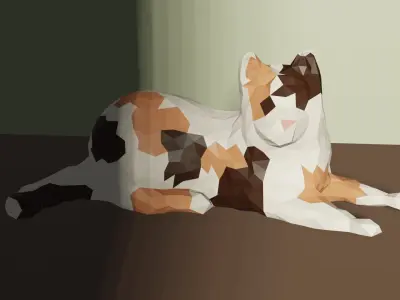 Low Poly Cat Model calico Low-poly 3D model