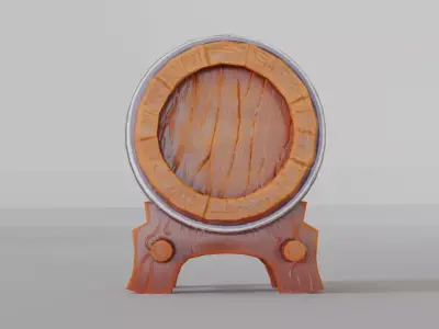 Stylized Wooden Wine Barrel  Game Ready Low-poly 3D model