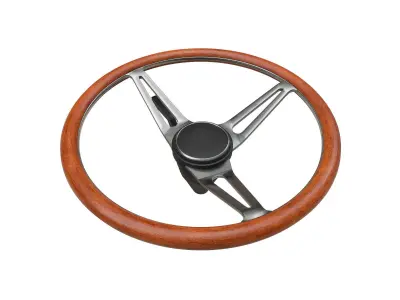 Retro Steering Wheel Low-poly 3D model