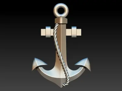 MENS ANCHOR PENDANT NECKLACE ROPE DESIGN JEWELRY  3D print model