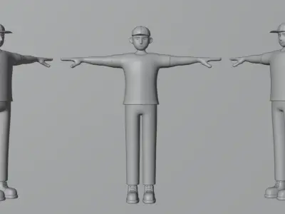 Delivery Man Cartoon Character Low-poly 3D model