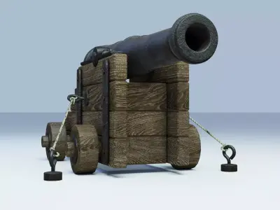 old ship cannon Low-poly 3D model